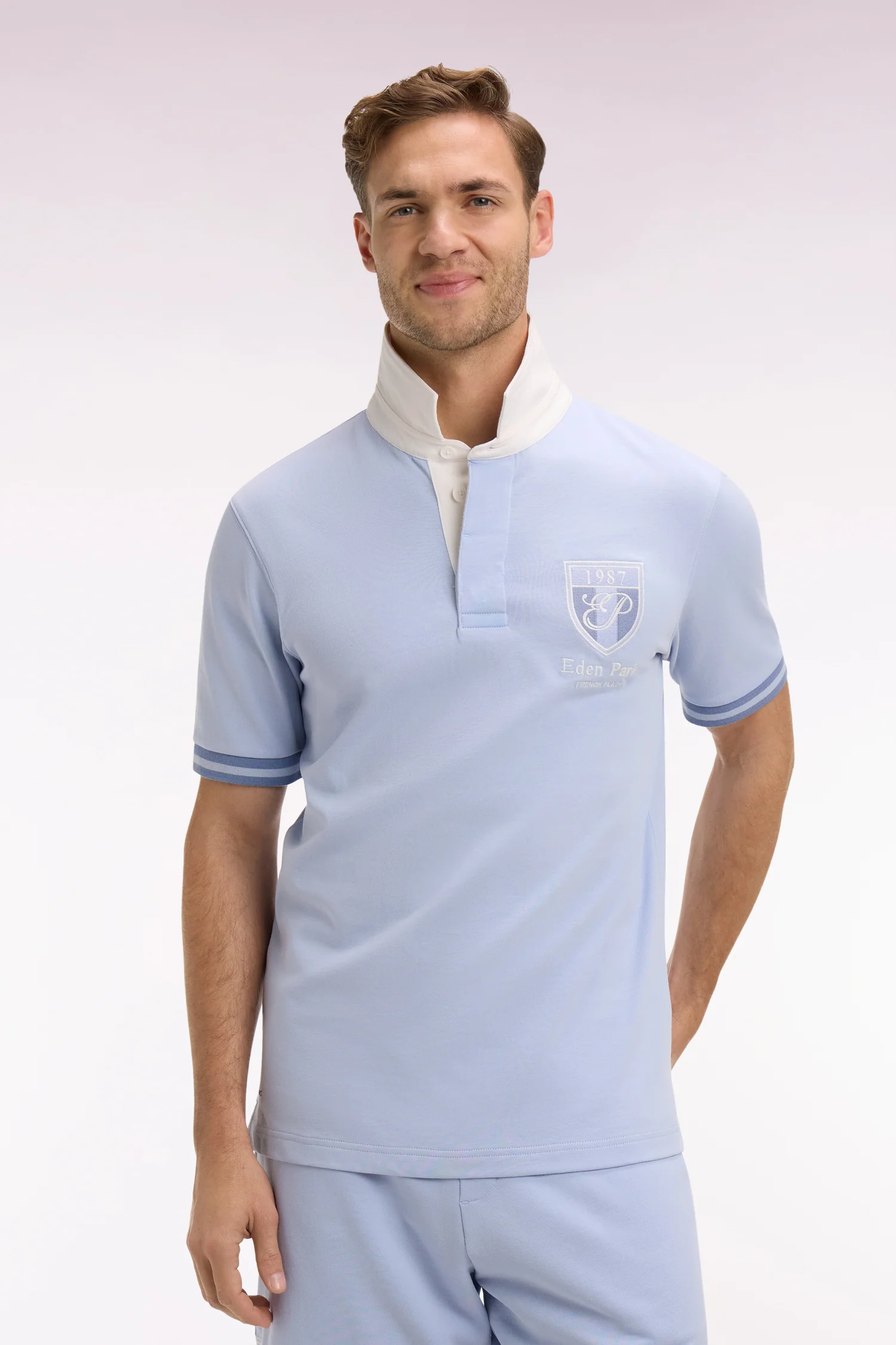 Eden Park Blue Jesrey with Embroidered Logo