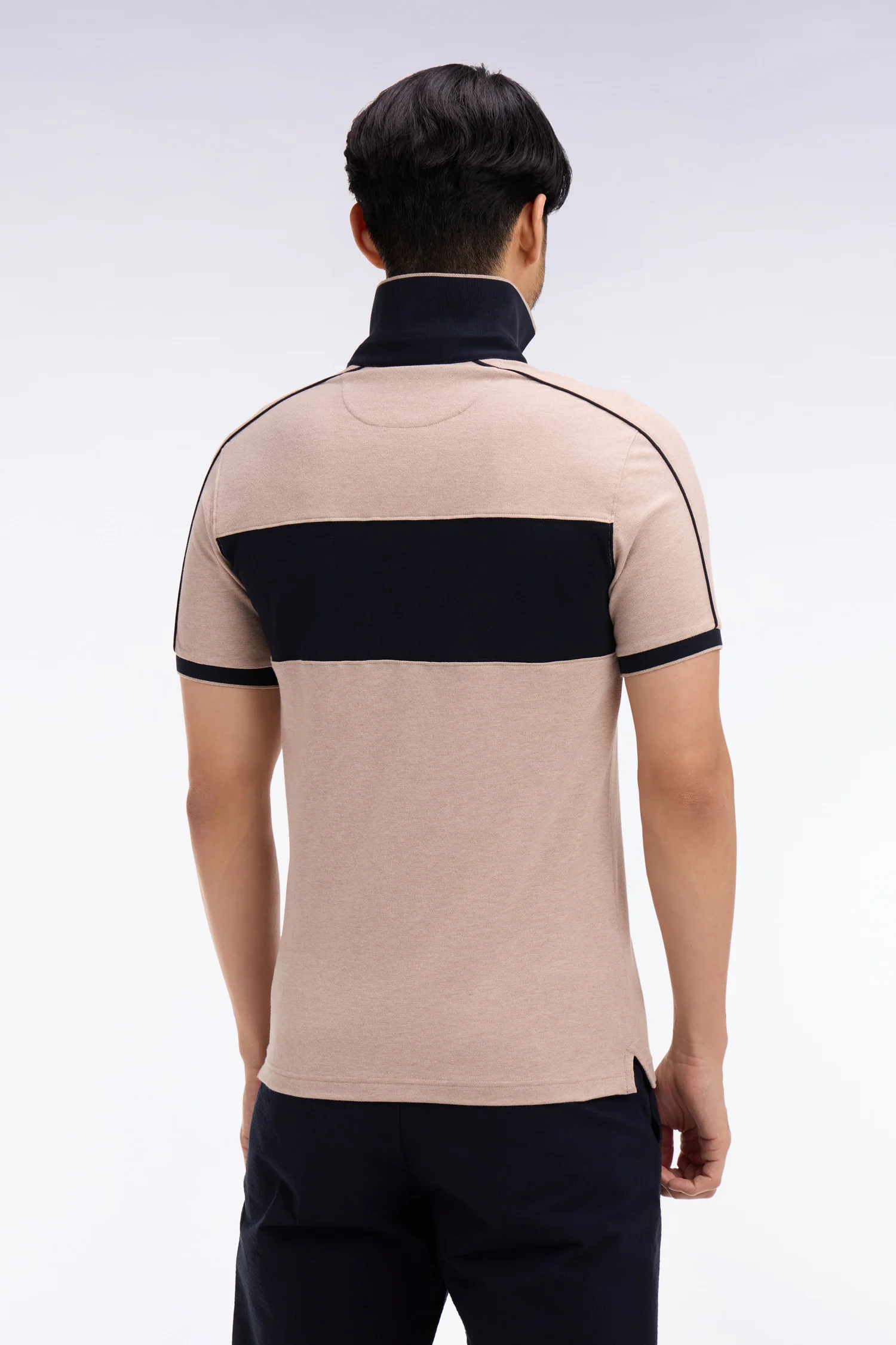 Eden Park Sand and Navy Polo Shirt - Image 3