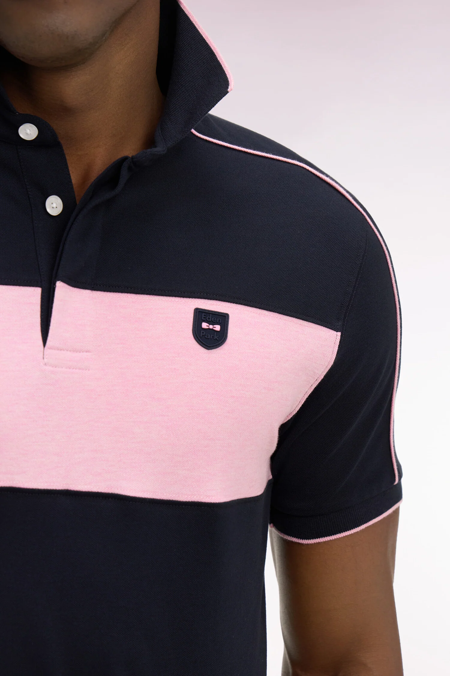 Eden Park Navy and Pink Polo Shirt - Image 2