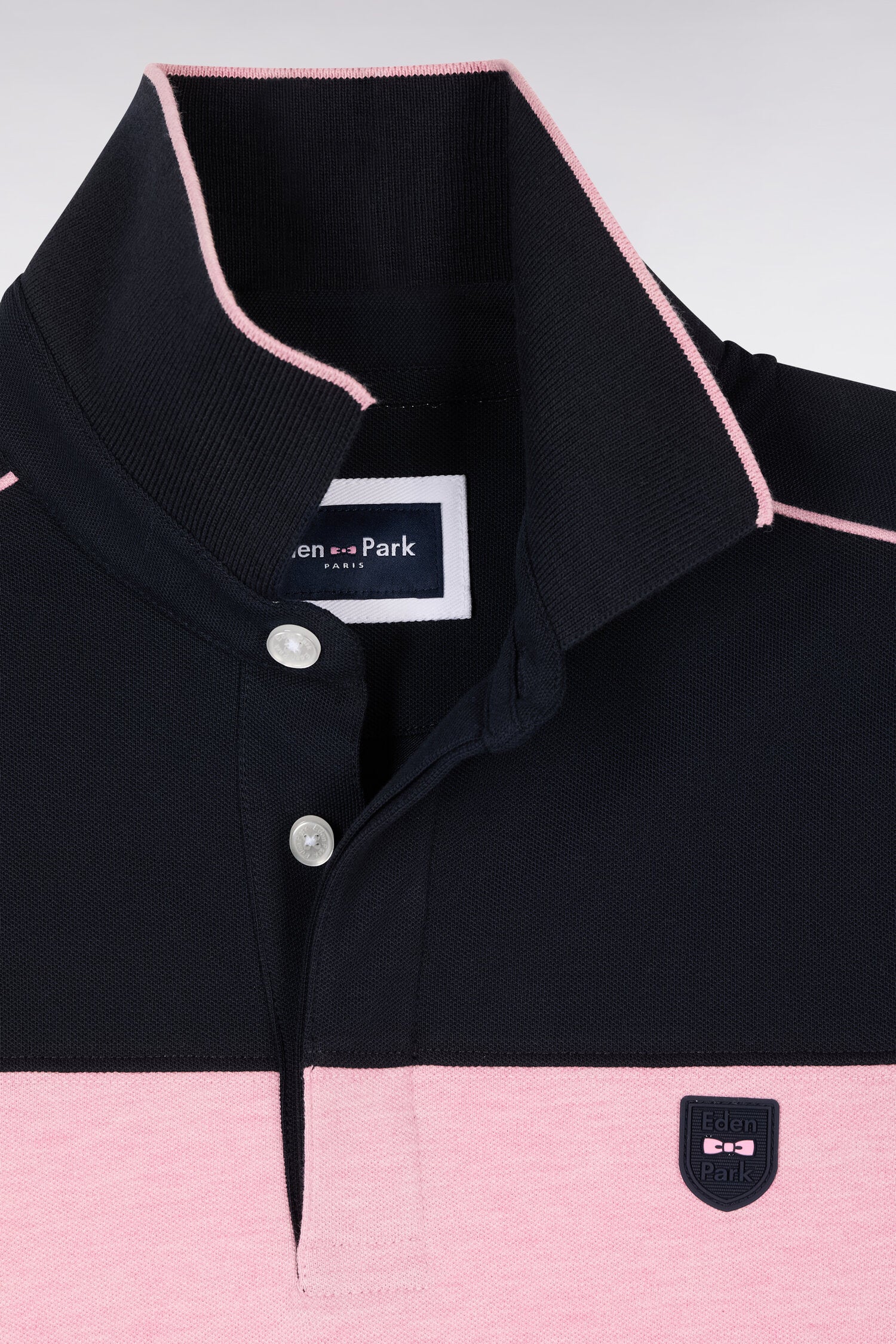 Eden Park Navy and Pink Polo Shirt - Image 4