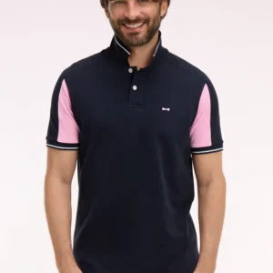 Eden Park Navy with Pink Panel Polo Shirt