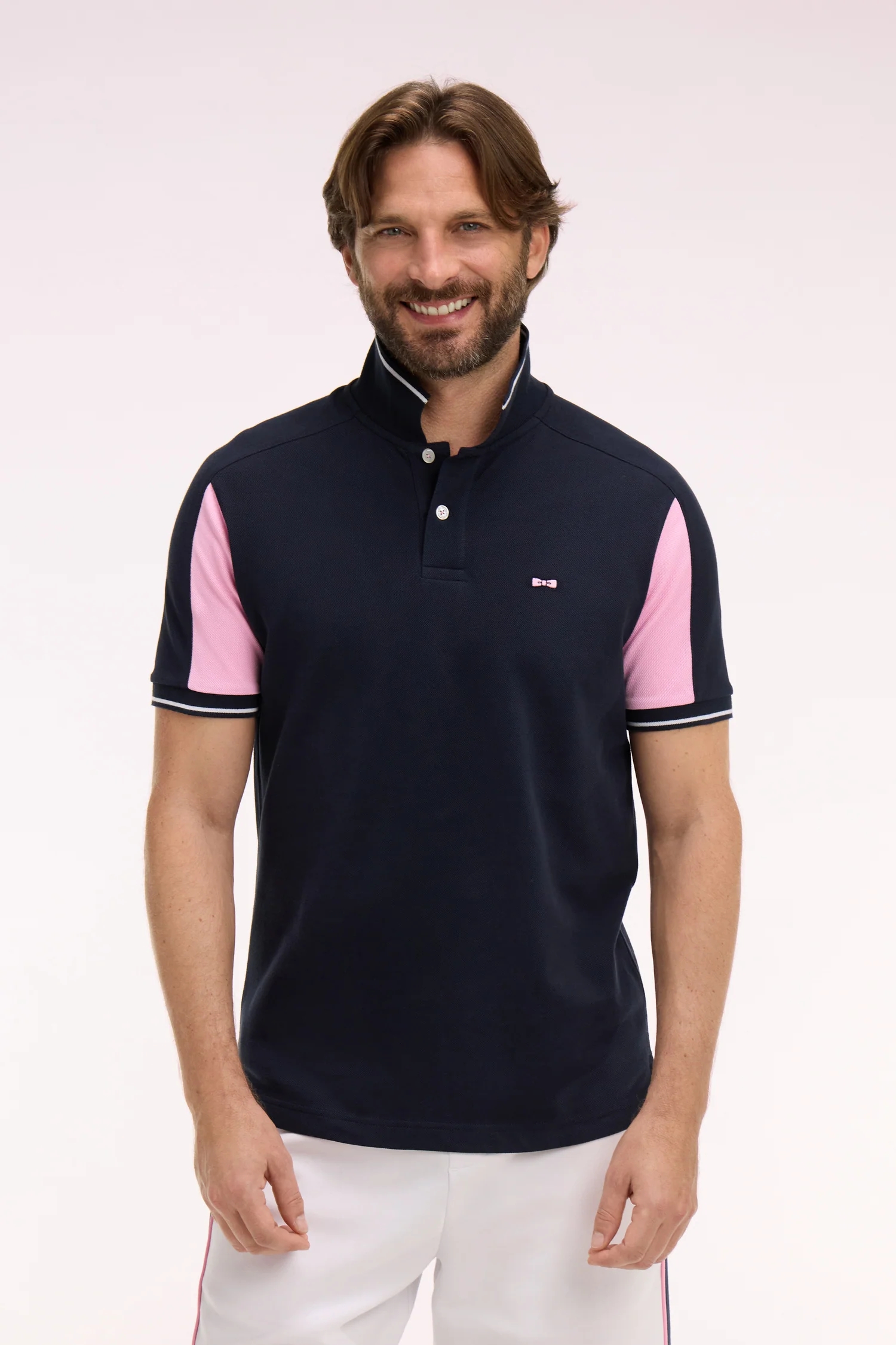 Eden Park Navy with Pink Panel Polo Shirt