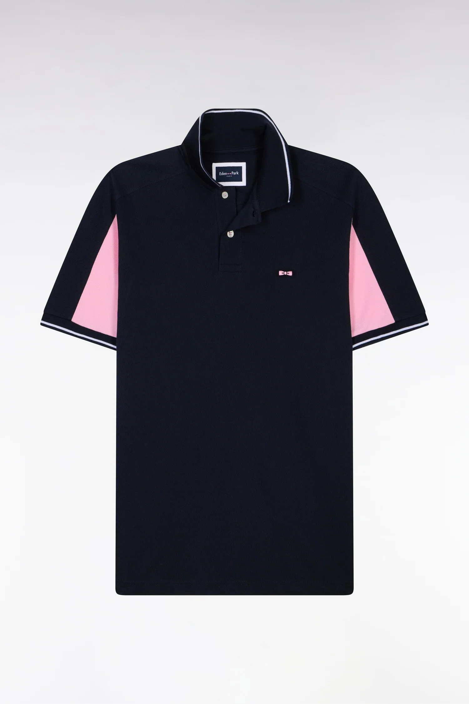 Eden Park Navy with Pink Panel Polo Shirt - Image 5