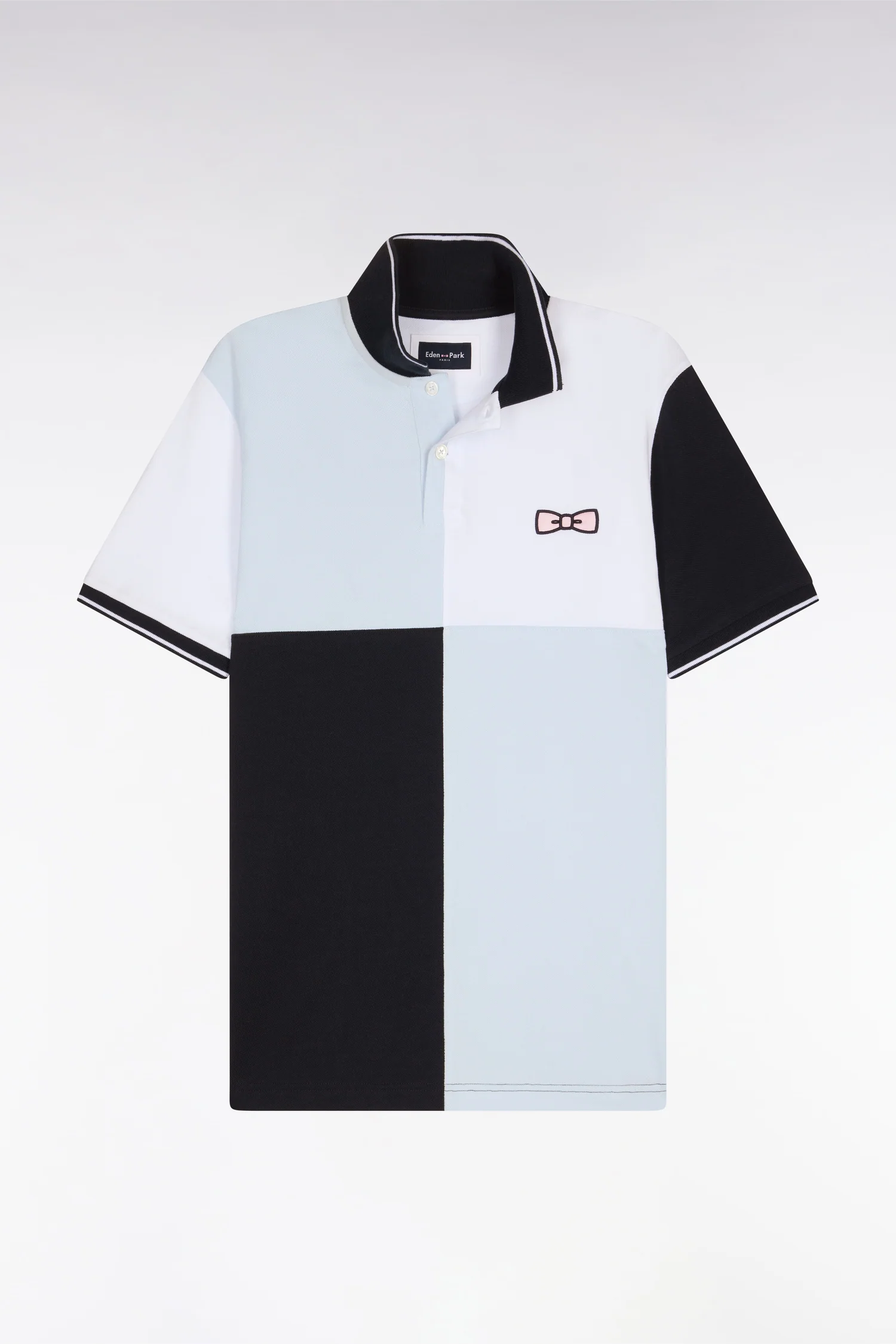 Eden Park Navy and Blue Harlequin Polo Shirt - Image 4