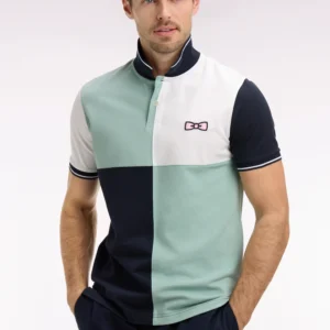 Eden Park Navy and Green Harelquin Polo Shirt