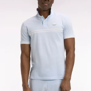Eden Park Light Blue with Double White Stripe Polo Shirt