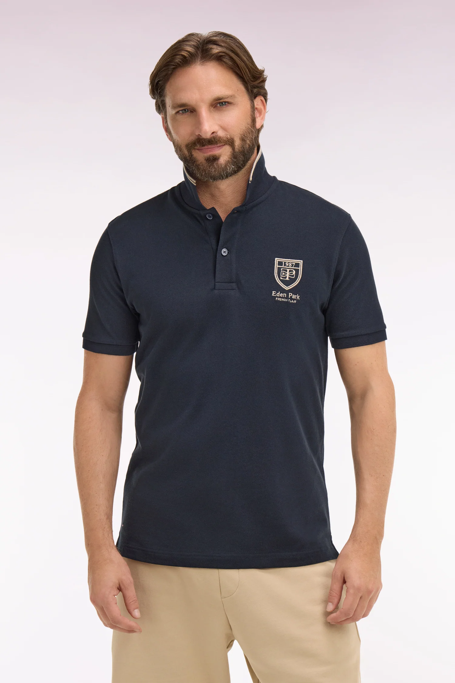 Eden Park Navy Polo with Large Crest - Image 2
