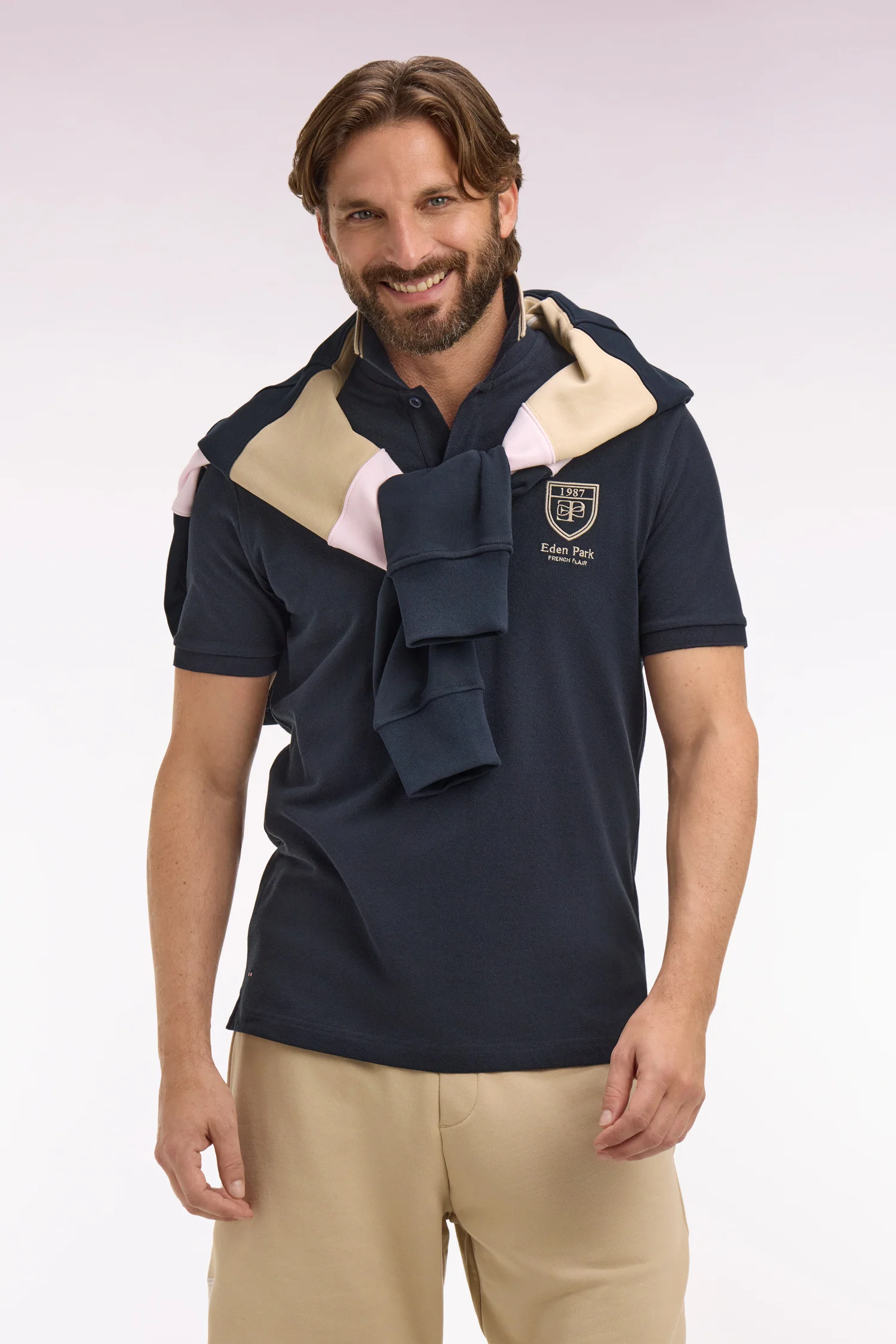 Eden Park Navy Polo with Large Crest