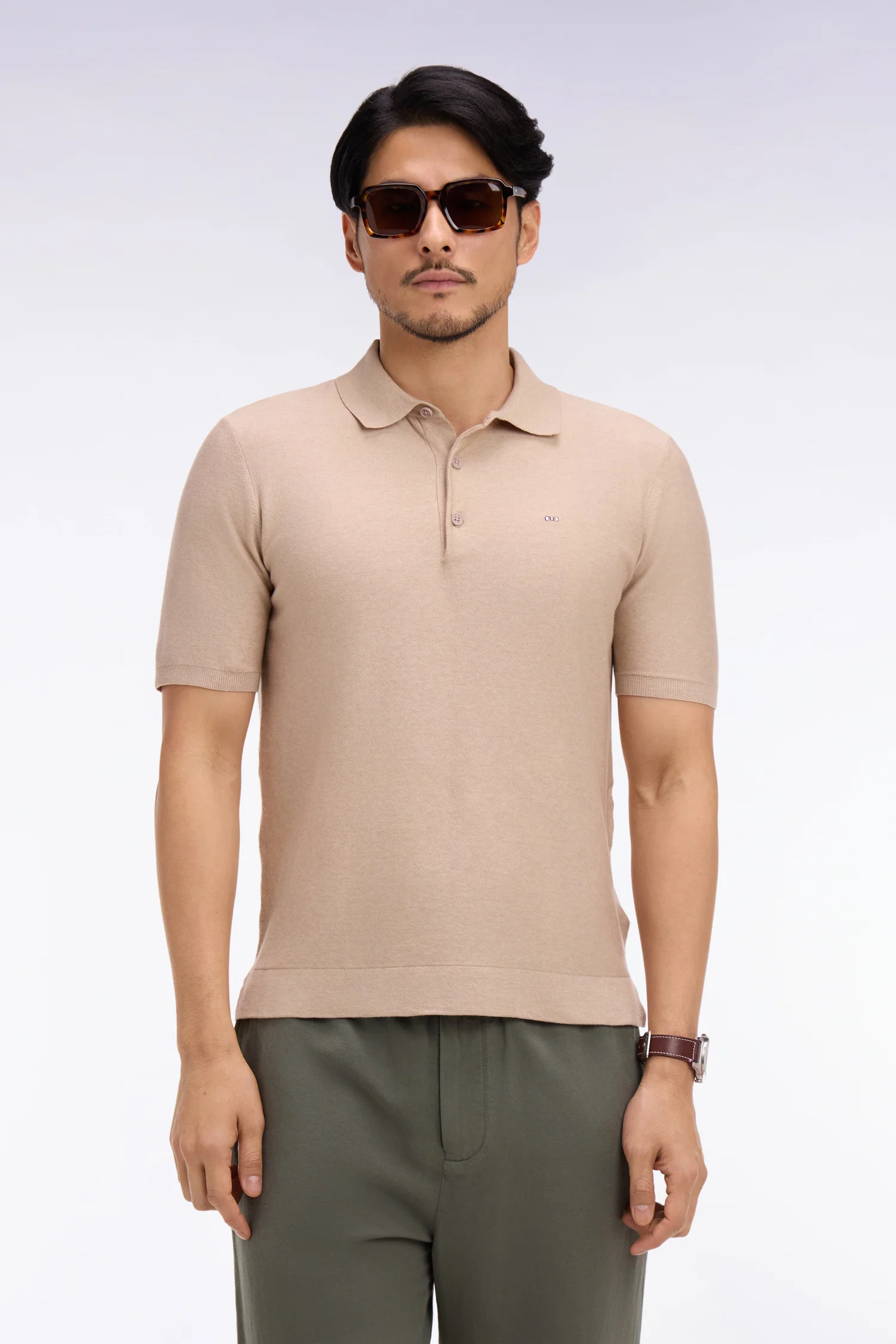 Eden Park Polo Shirt in Beige Cotton and Lyocell blend - Image 3