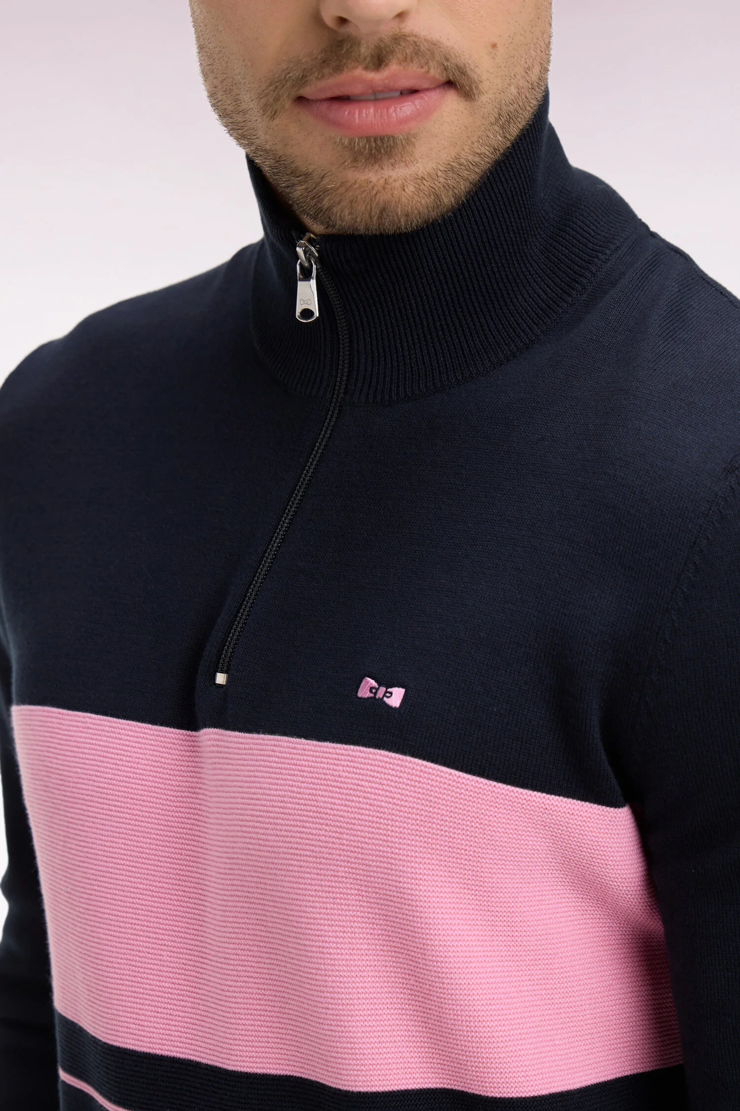 Eden Park Navy and Pink 1/4 Zip - Image 3