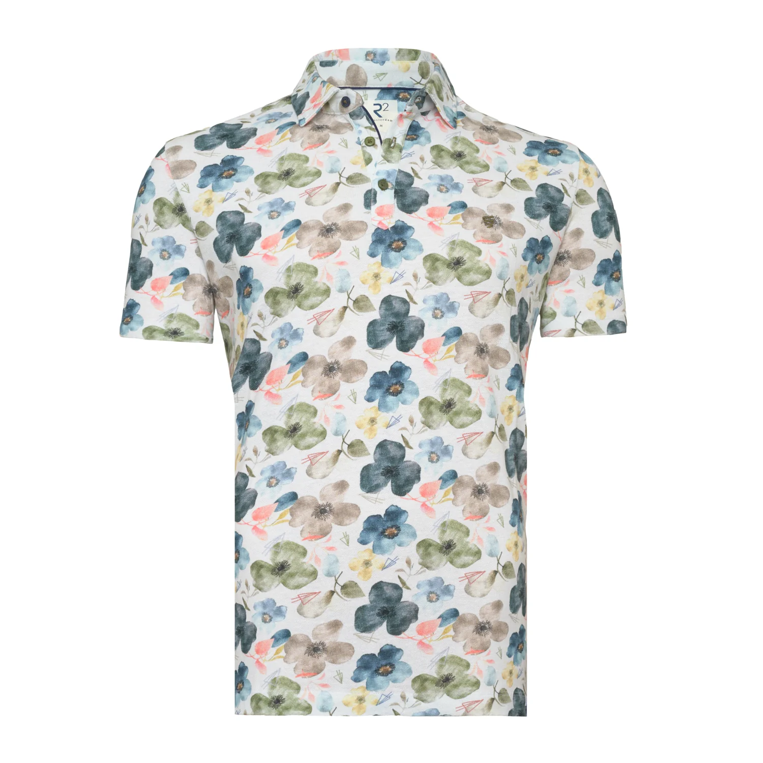 R2 Floral print Linen Blend Polo