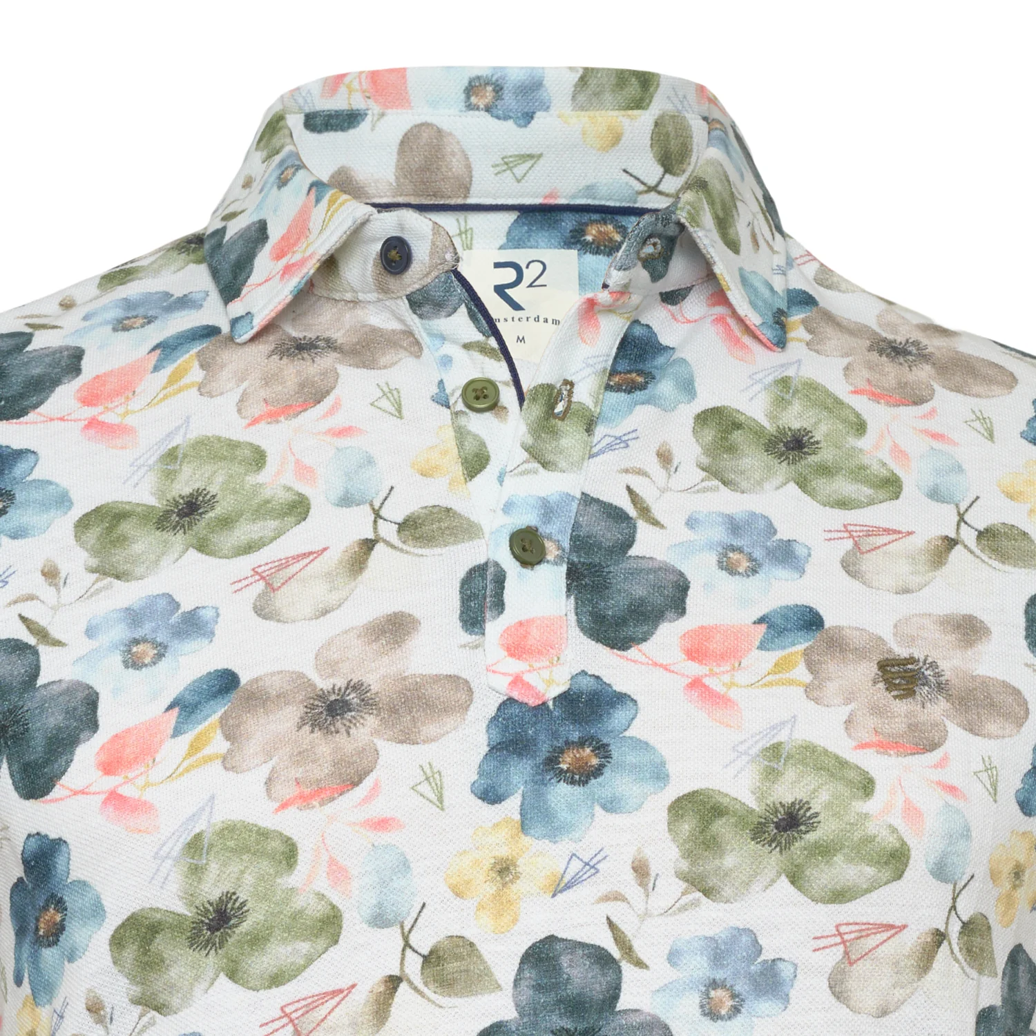 R2 Floral print Linen Blend Polo - Image 3