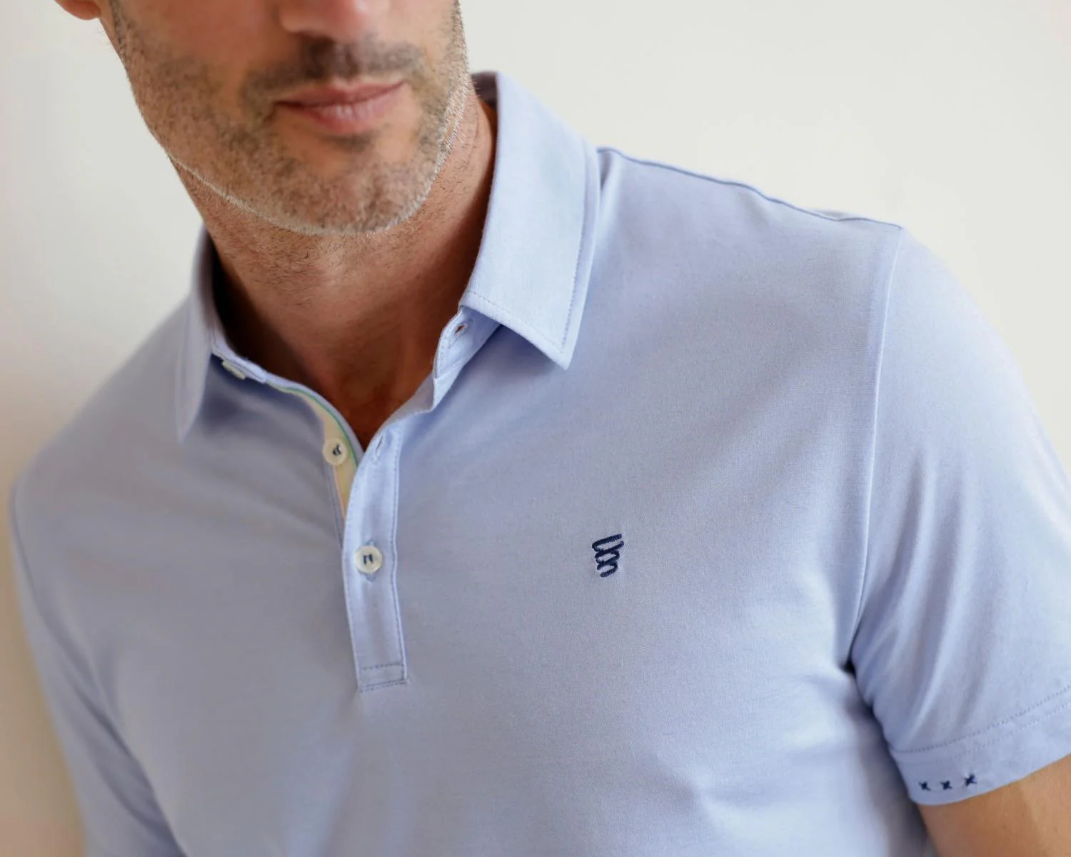 R2 Blue Cotton Linen Polo - Image 2