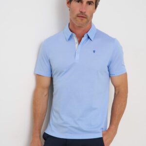 R2 Blue Cotton Linen Polo