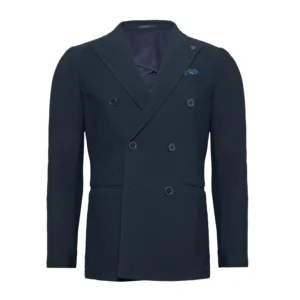 R2 Navy Double Breasted Travel Jacket