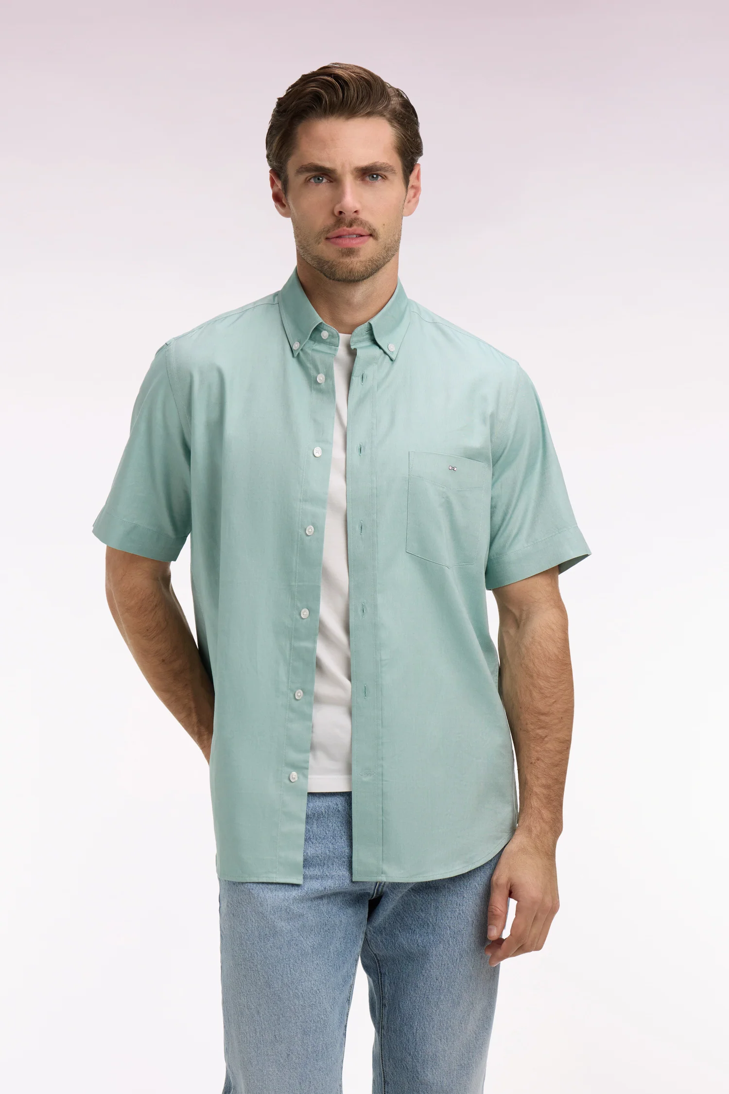 Eden Park Green Cotton Short Sleeve Shirt