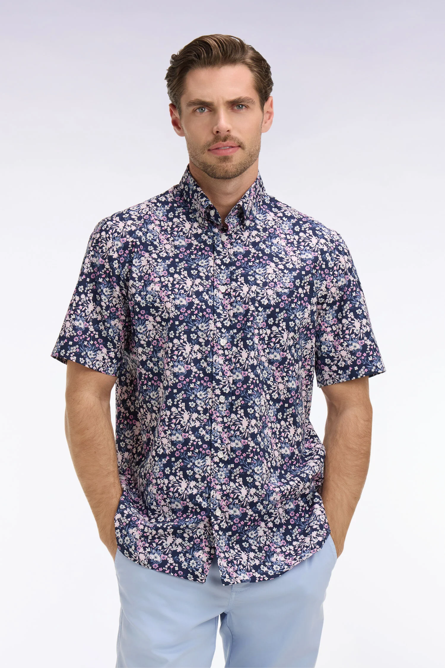Eden Park Pink Floral Short Sleeve Shirt - Image 2