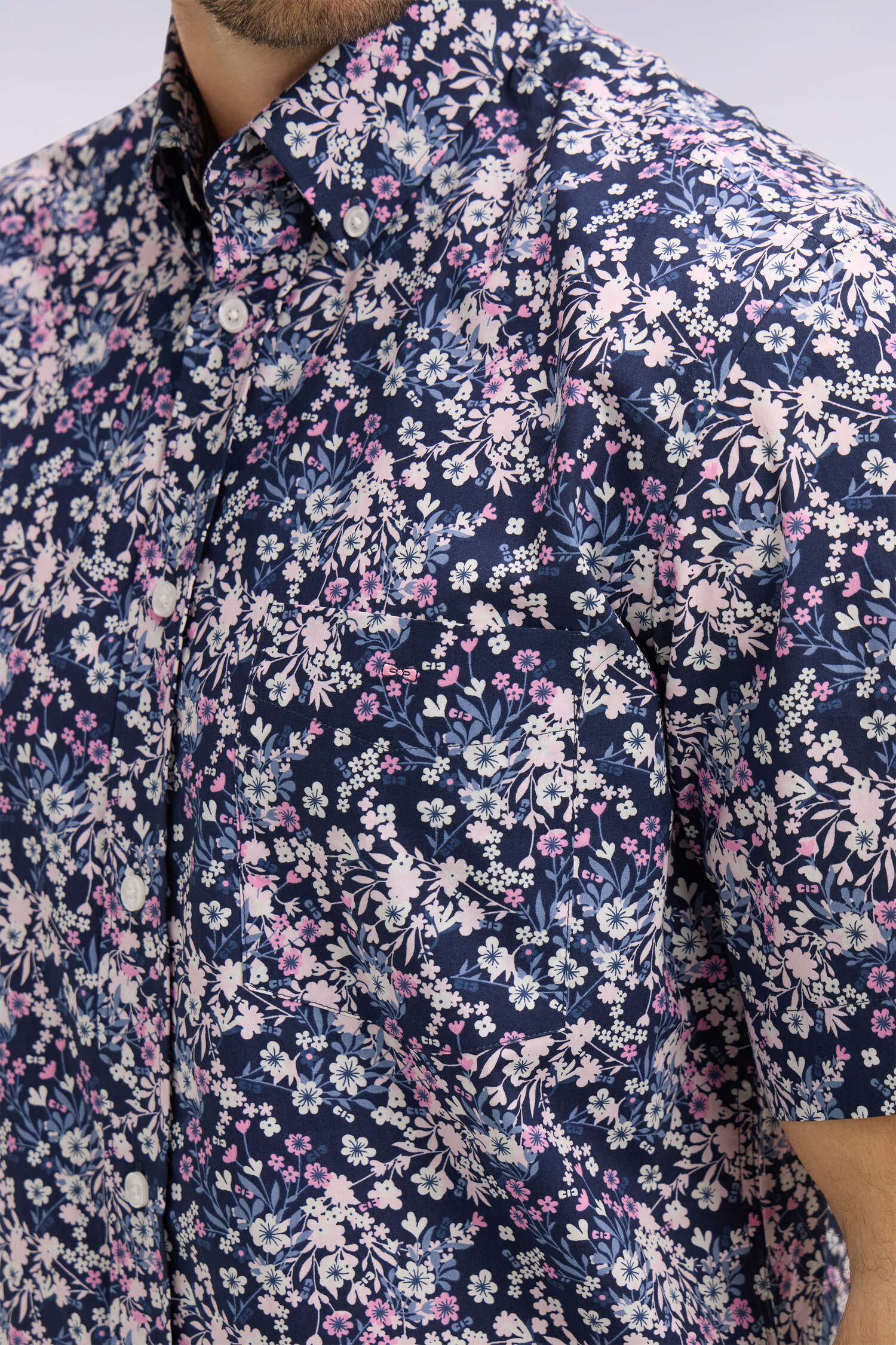 Eden Park Pink Floral Short Sleeve Shirt - Image 4