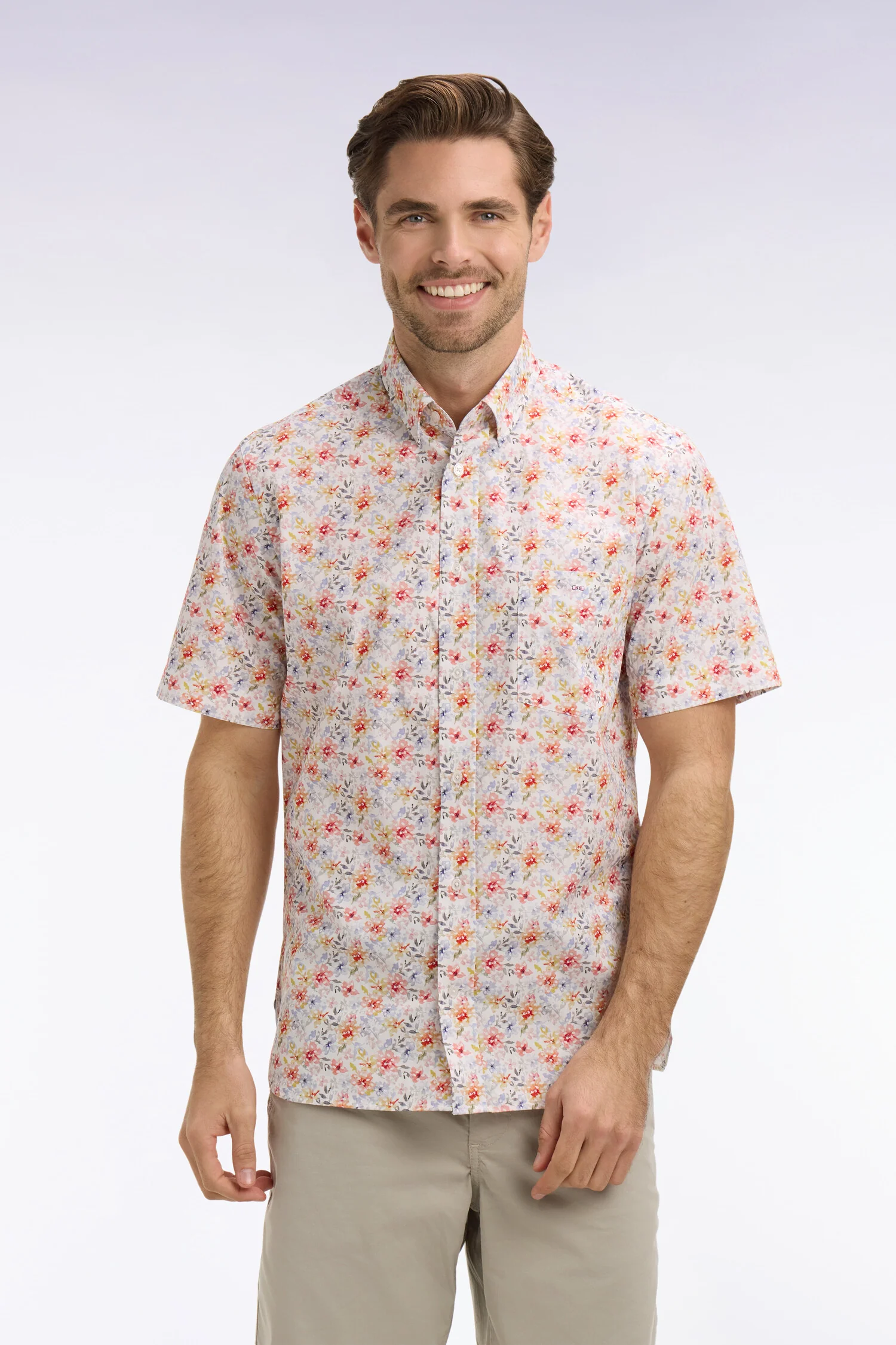 Eden Park Summer Flowers Print Short Sleeve Shirt - Image 2