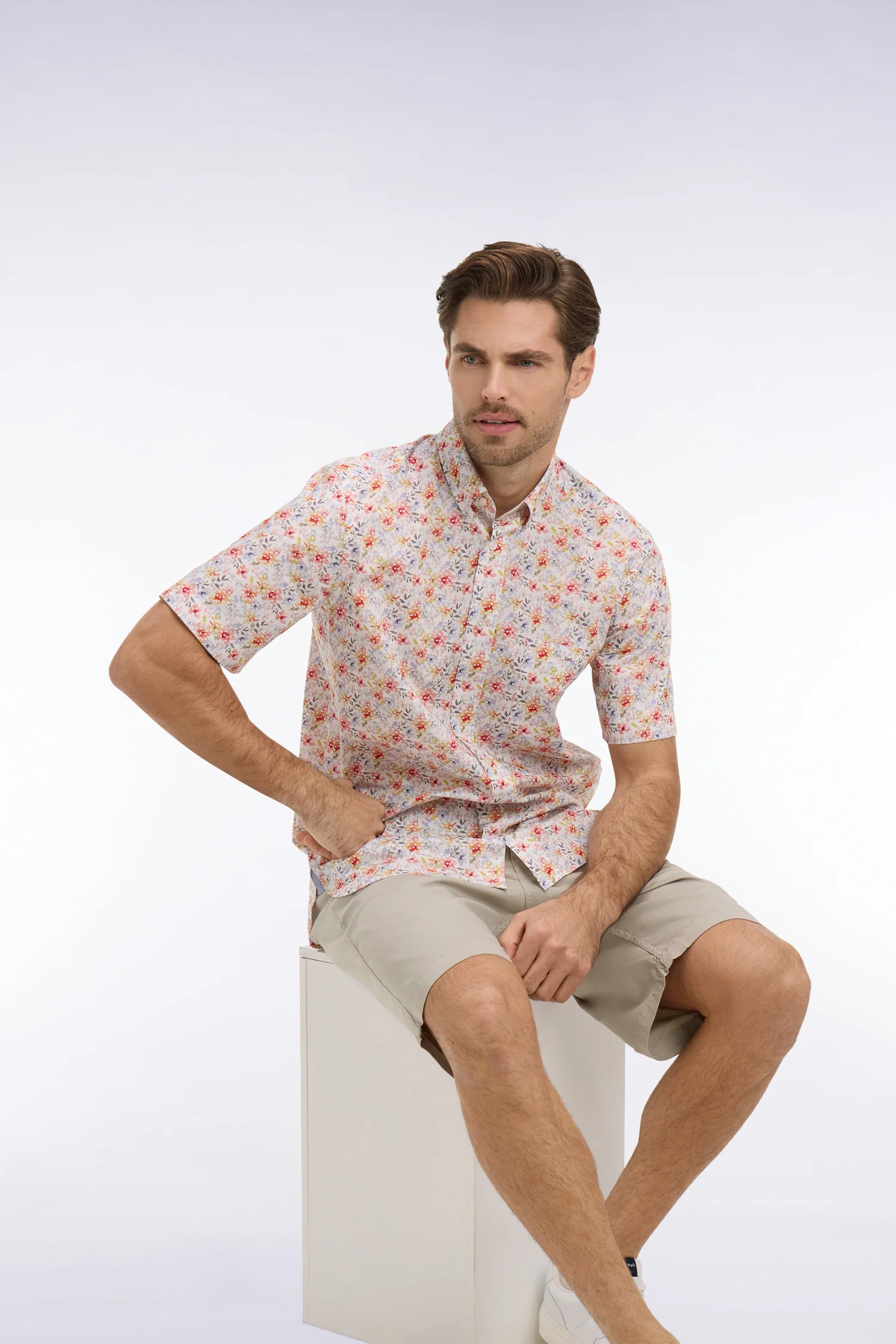 Eden Park Summer Flowers Print Short Sleeve Shirt