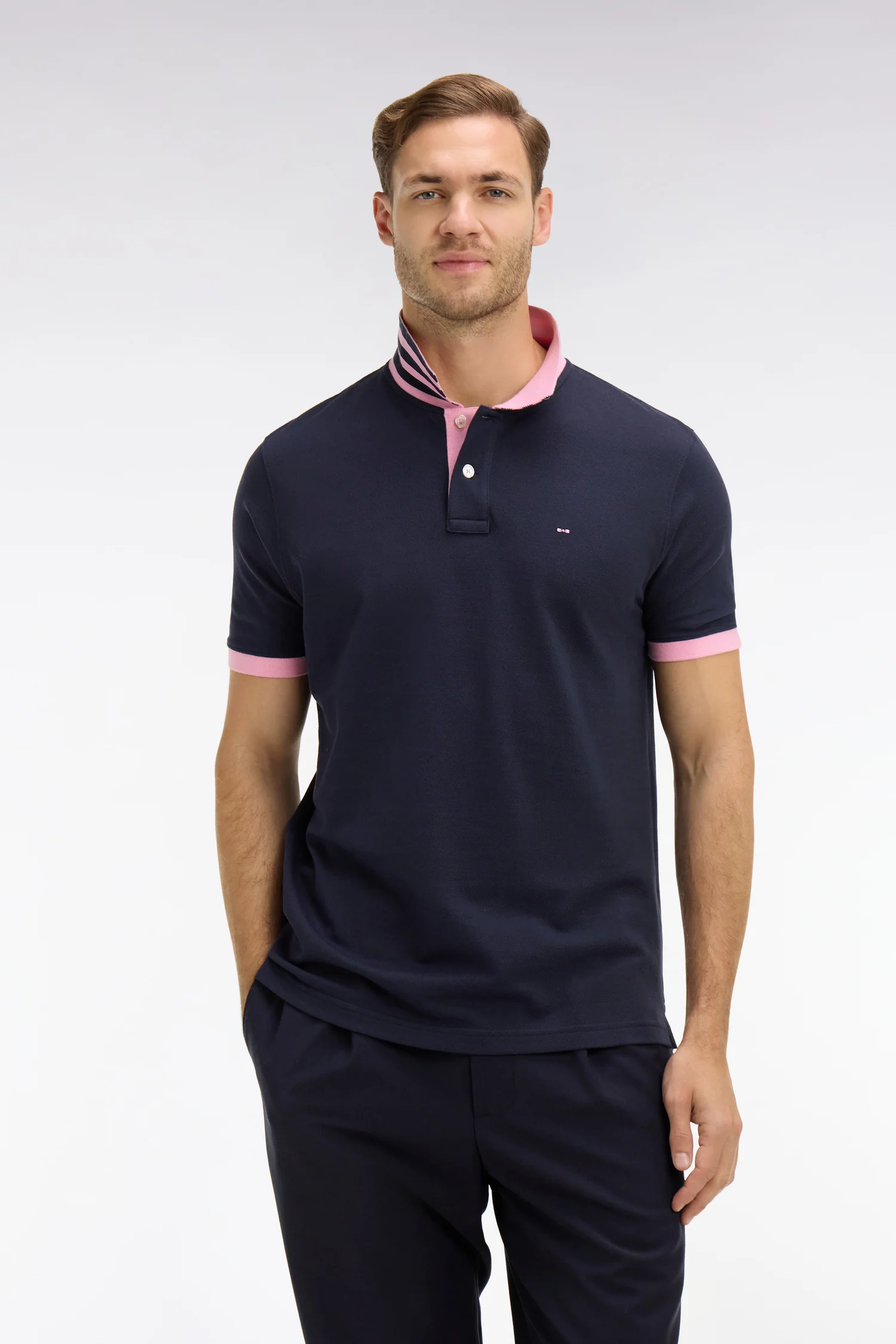 Eden Park Navy/Pink contrasting Polo Shirt PPKNIPCE0008