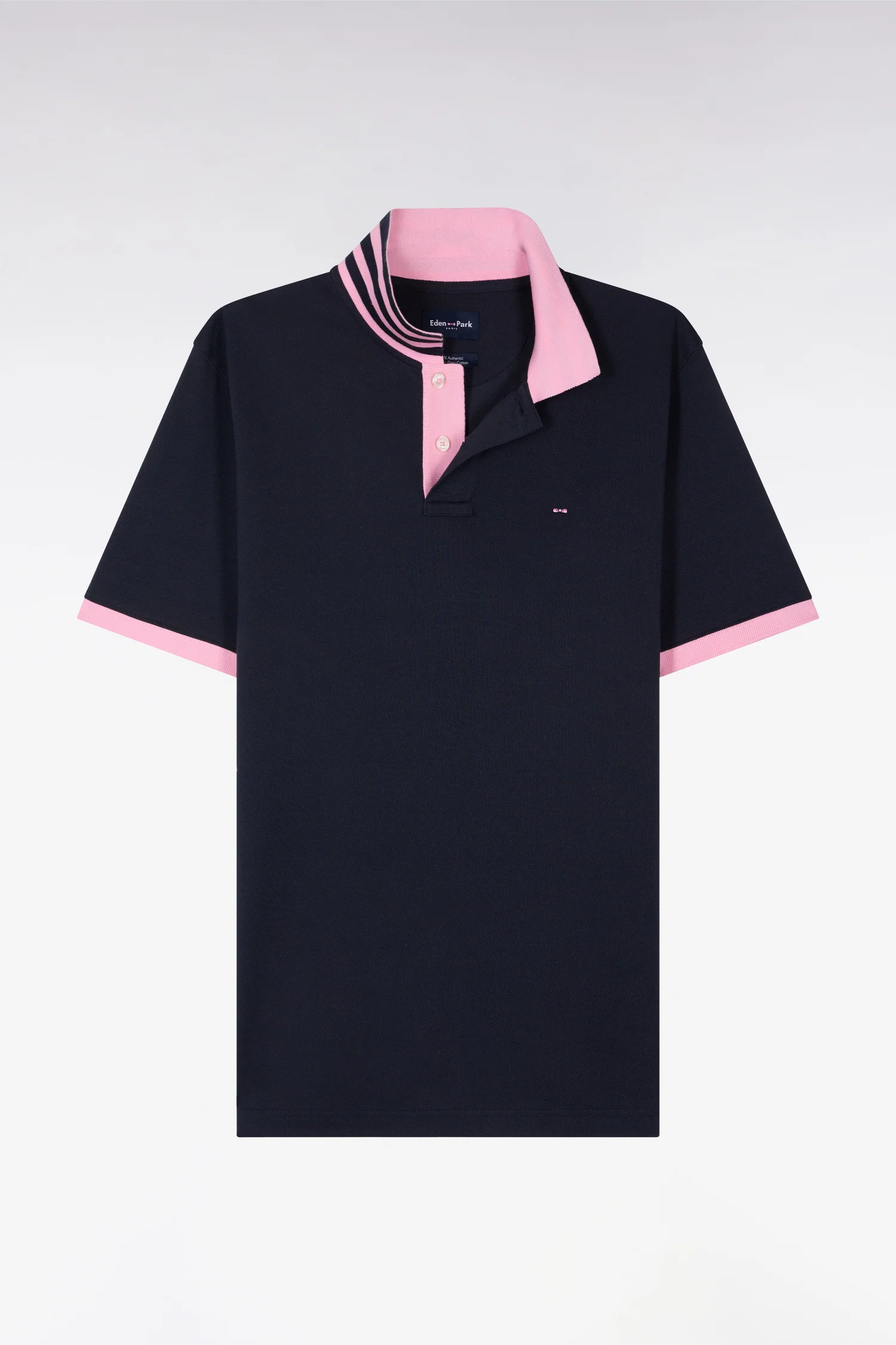 Eden Park Navy/Pink contrasting Polo Shirt PPKNIPCE0008 - Image 6