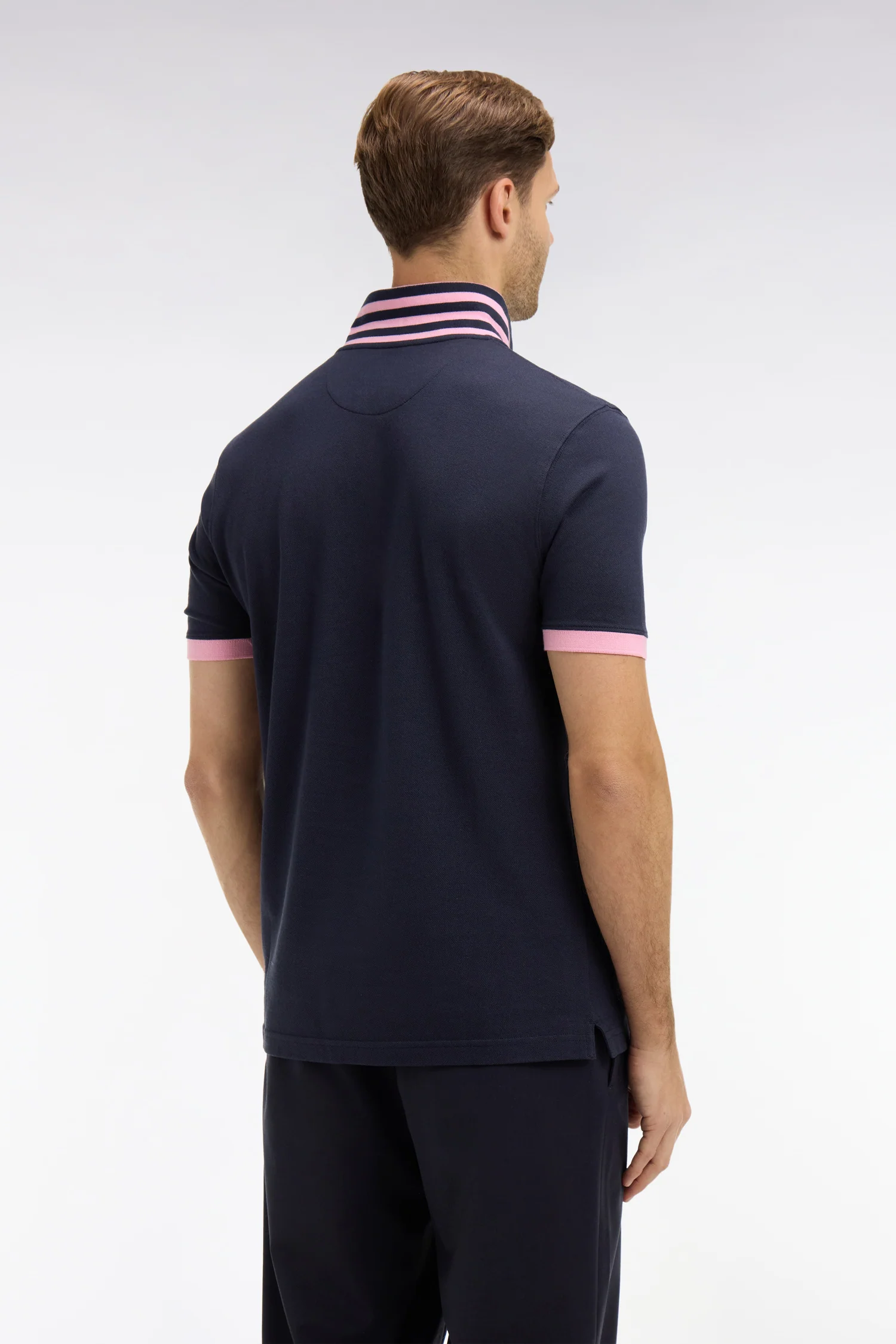 Eden Park Navy/Pink contrasting Polo Shirt PPKNIPCE0008 - Image 5