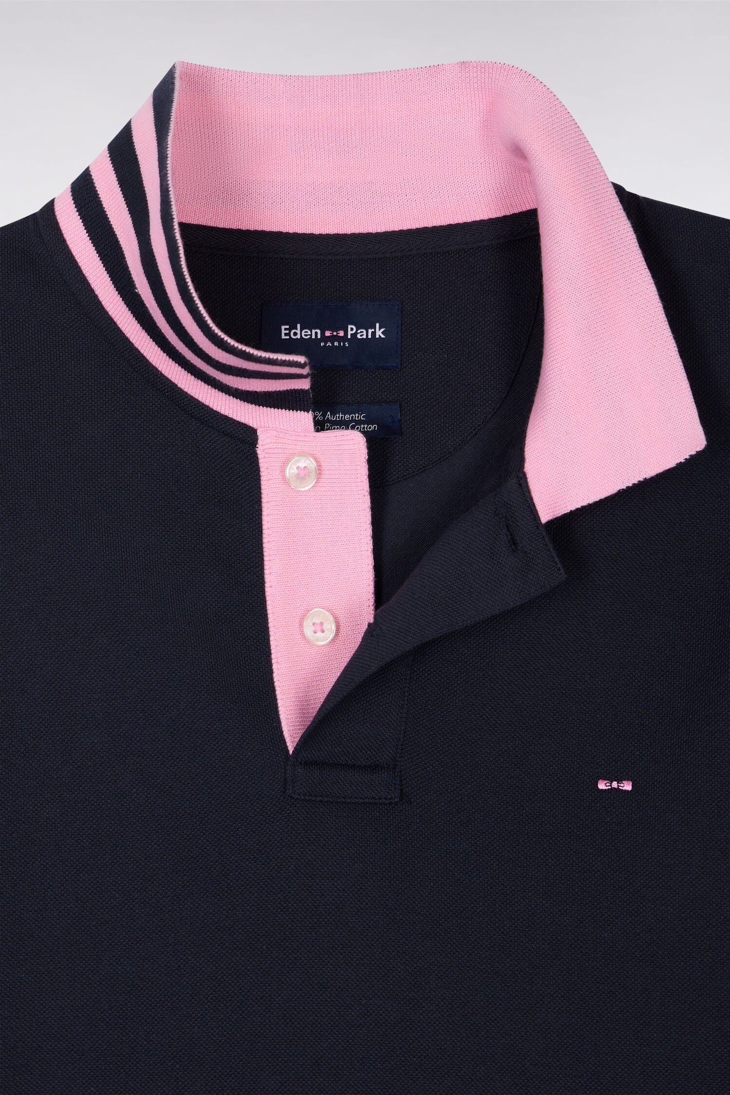 Eden Park Navy/Pink contrasting Polo Shirt PPKNIPCE0008 - Image 4