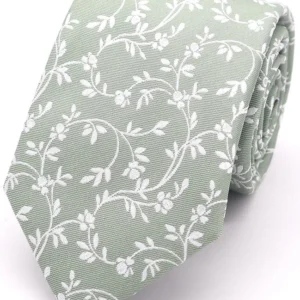 L.A Smith Leafy Floral Tie - Sage