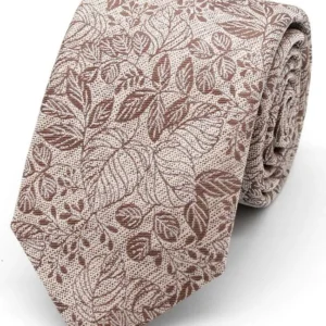 L.A Smith Brown Textured Floral Tie and Hanky