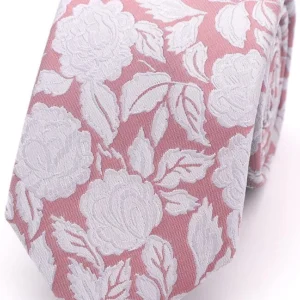 L.A Smith Rose Tie - Silver on Dusky Rose with Hanky
