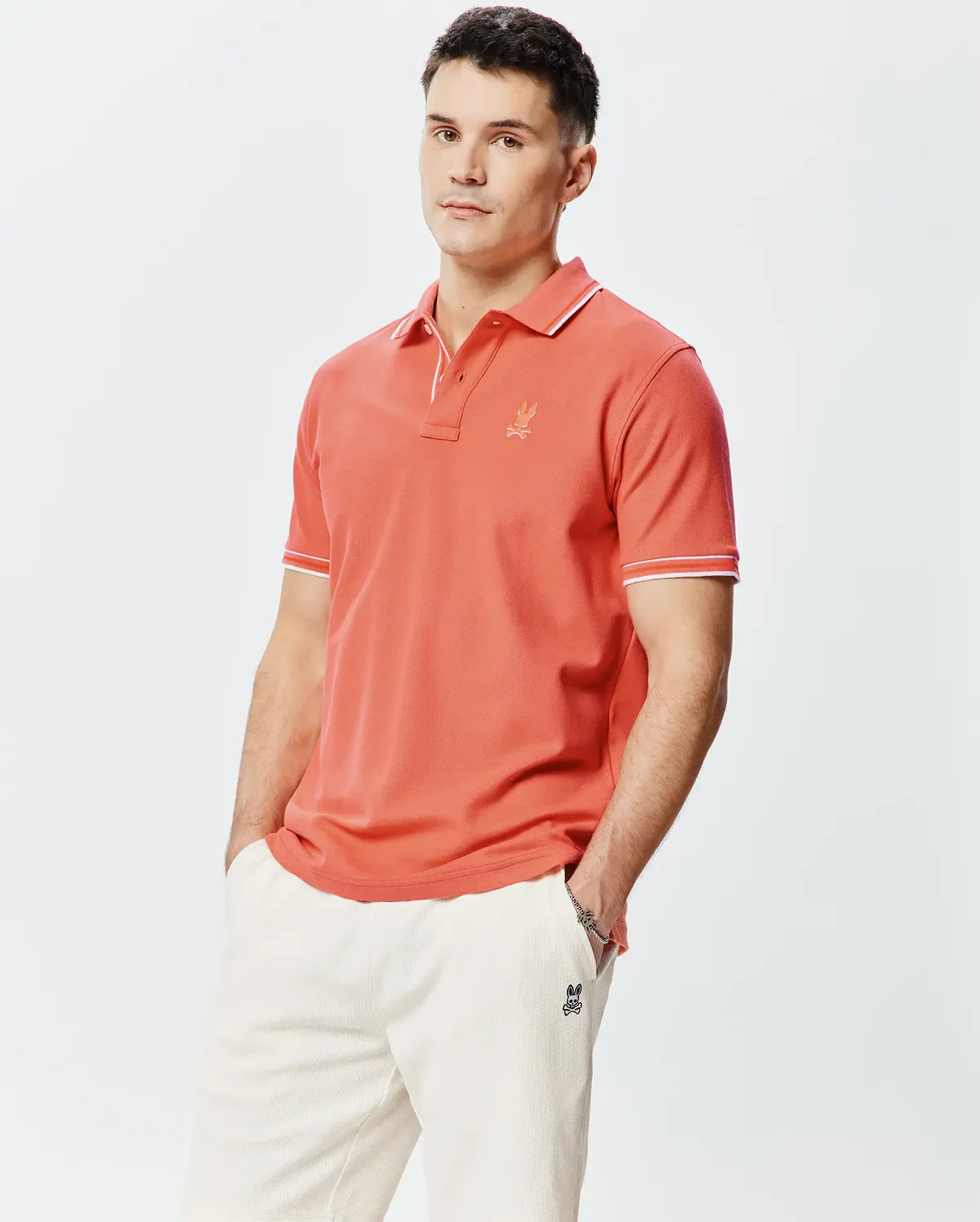 Psycho Bunny Orange Brad Pique Polo