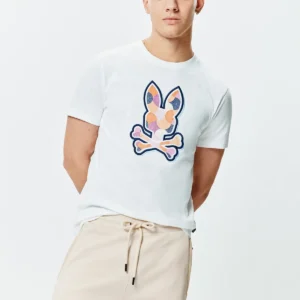 Psycho Bunny White Ethan Graphic Tee