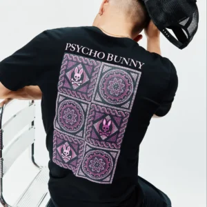 Psycho Bunny Black Mens Frank Back Graphic Tee