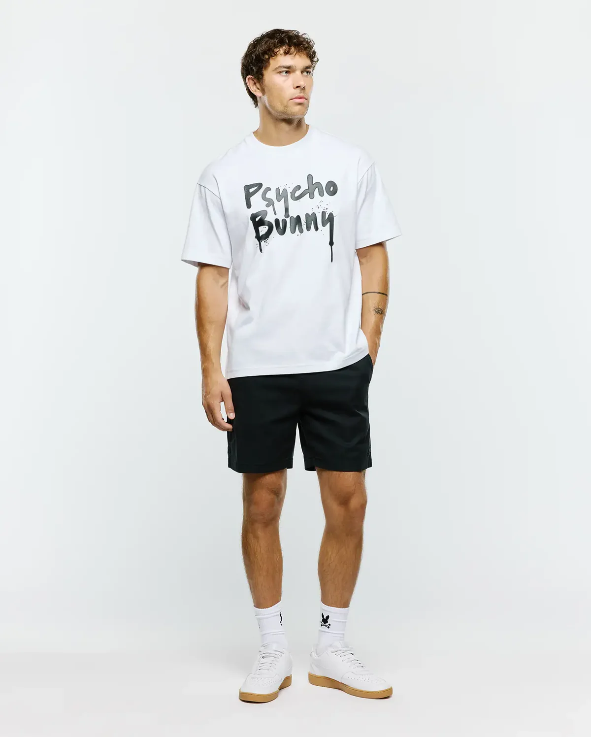 Psycho Bunny White Graphic T-shirt Oversized