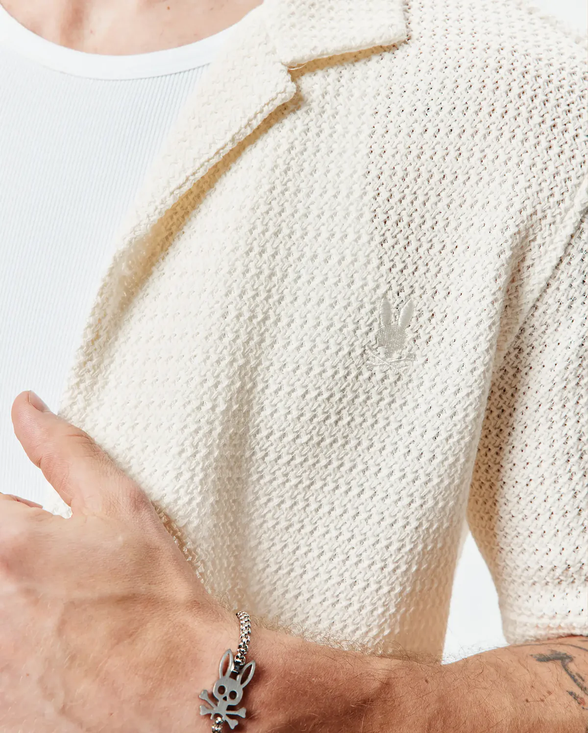 Psycho Bunny White Knitted Achille Shirt - Image 2