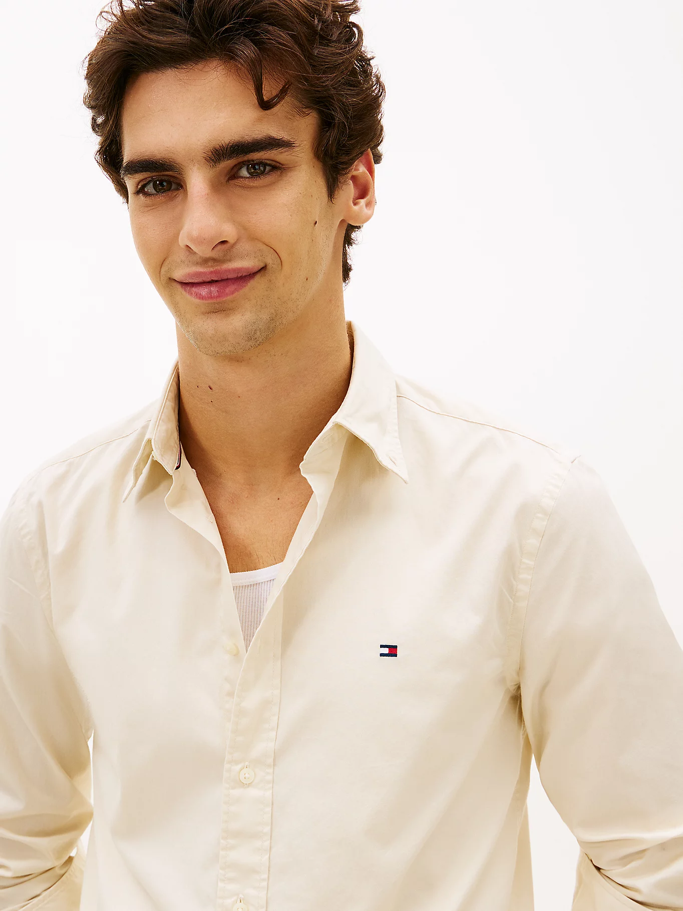 Tommy Hilfiger Off White Poplin Shirt - Image 2