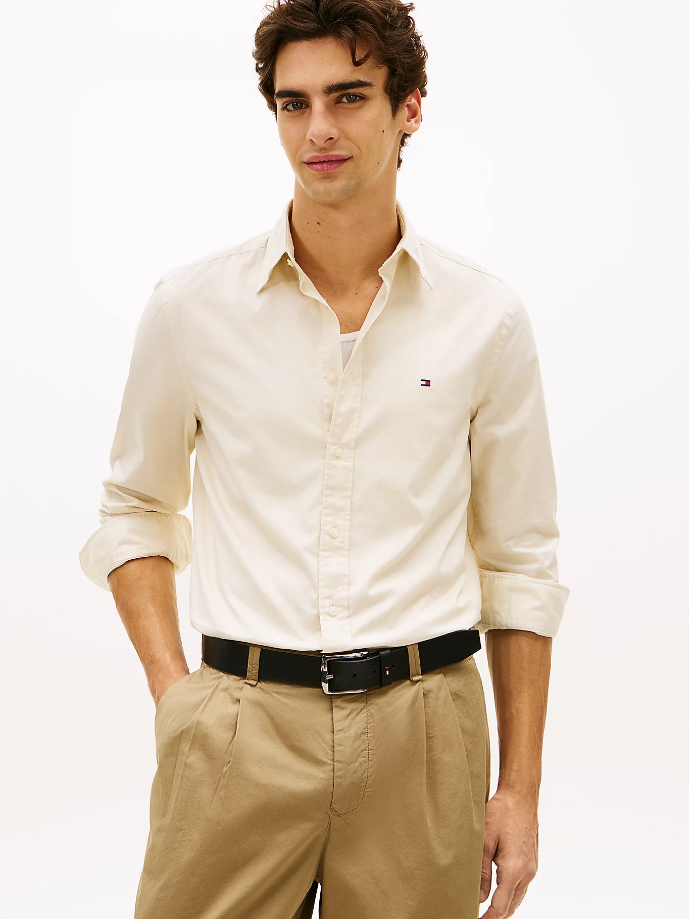 Tommy Hilfiger Off White Poplin Shirt