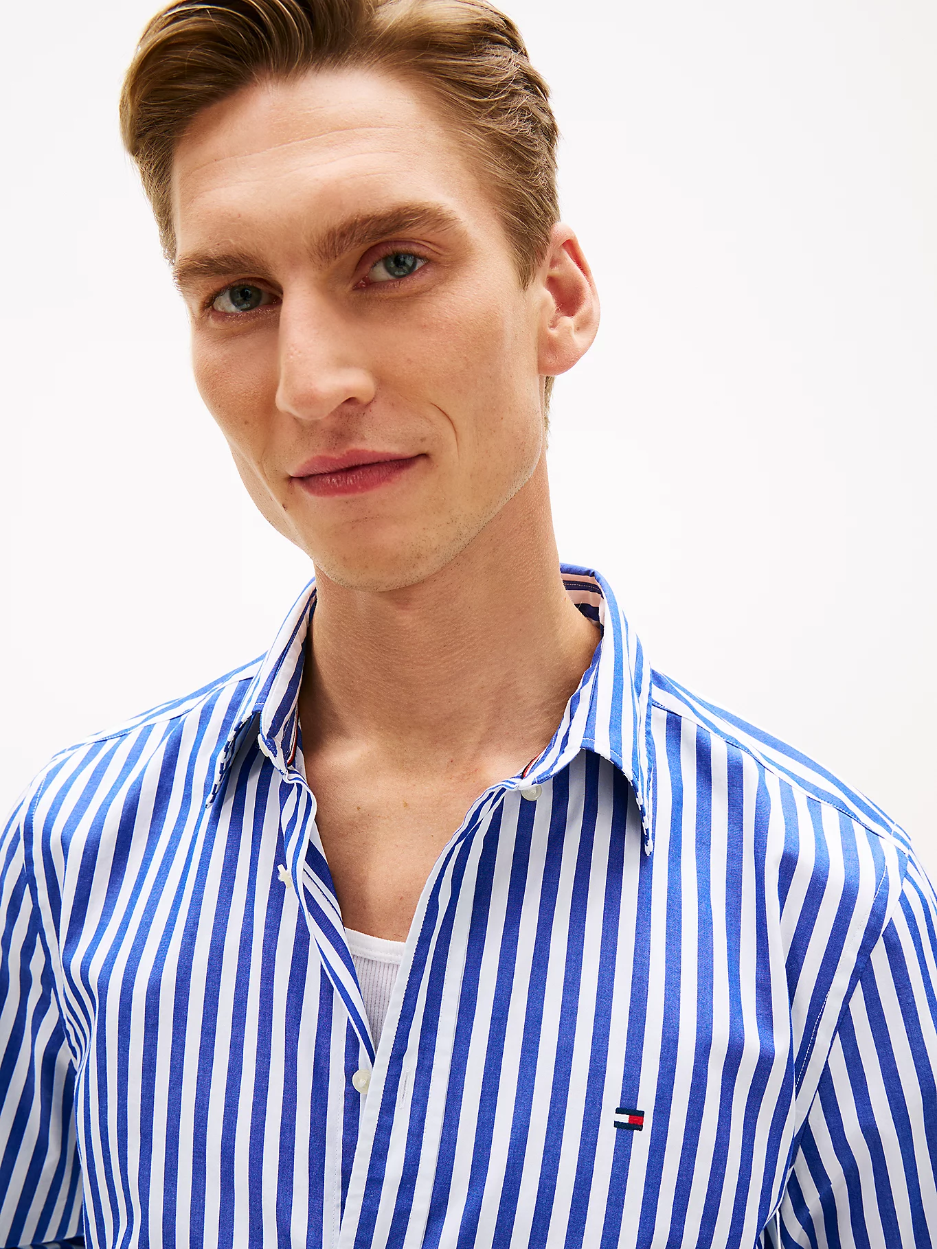 Tommy Hilfiger Blue Stripe Poplin Shirt - Image 3