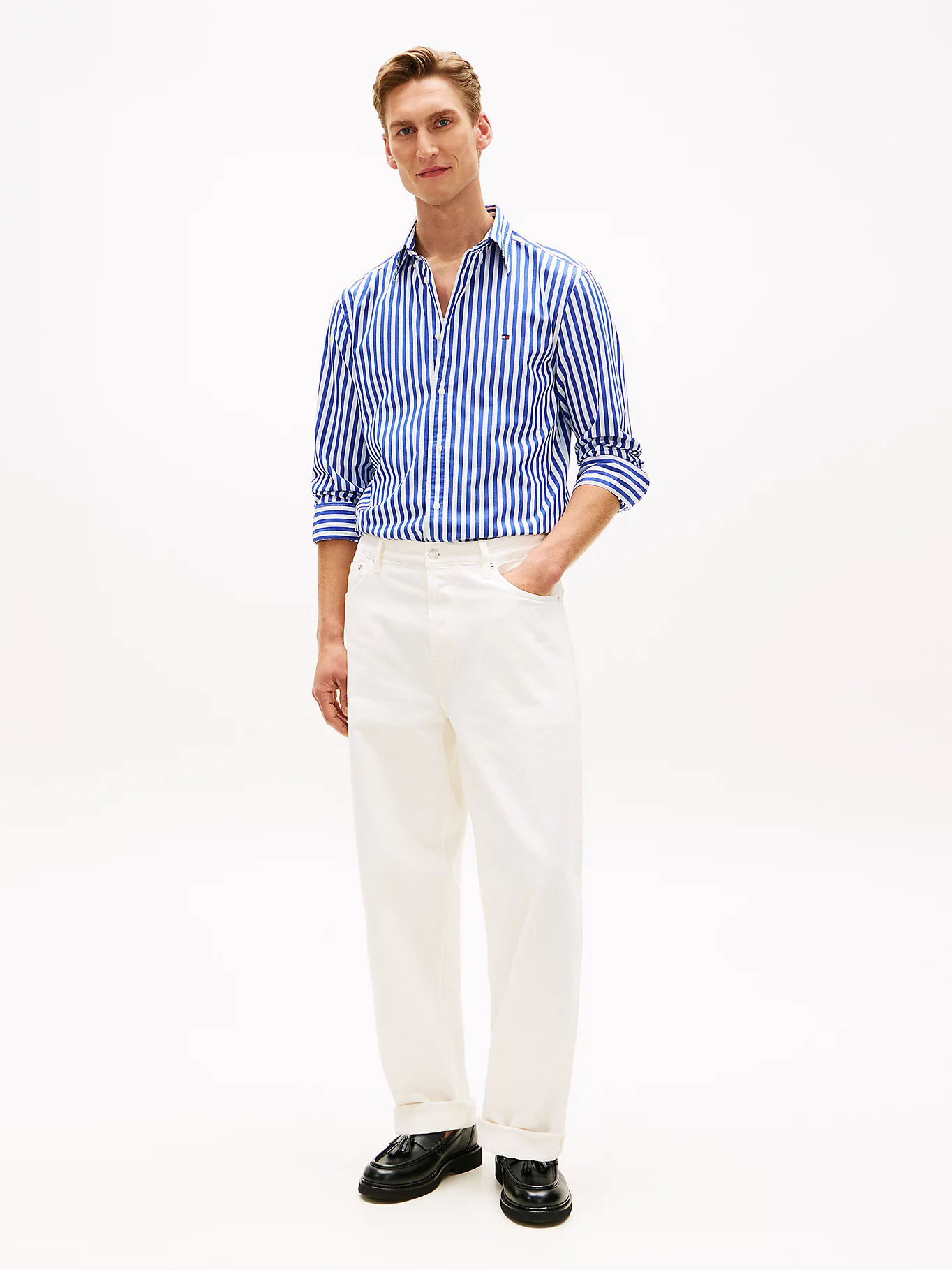 Tommy Hilfiger Blue Stripe Poplin Shirt - Image 2