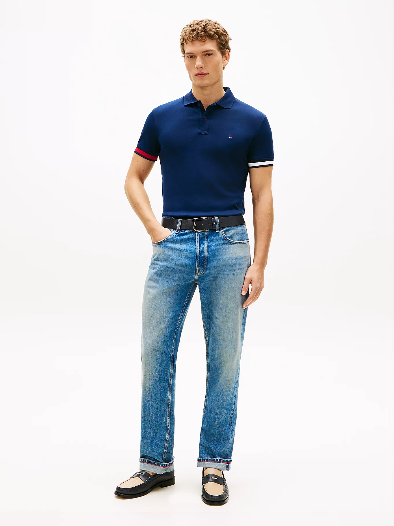 Tommy Hilfiger Navy Slim Fit Tipped Polo - Image 2