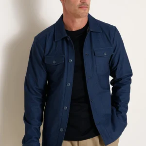 R2 Navy Stretch Herringbone Overshirt