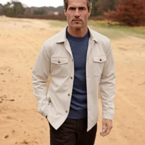 R2 Stone Stretch Herringbone Overshirt