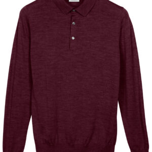 Baileys Burgundy Long Sleeve Polo Merino Fine Wool