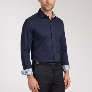 Giordano navy button under shirt