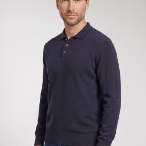 Giordano Navy Knitted Long Sleeve Polo Shirt