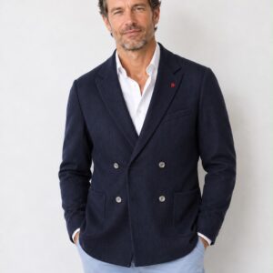 Roy Robson Navy Ribbed Jersey Double Breasted jacket