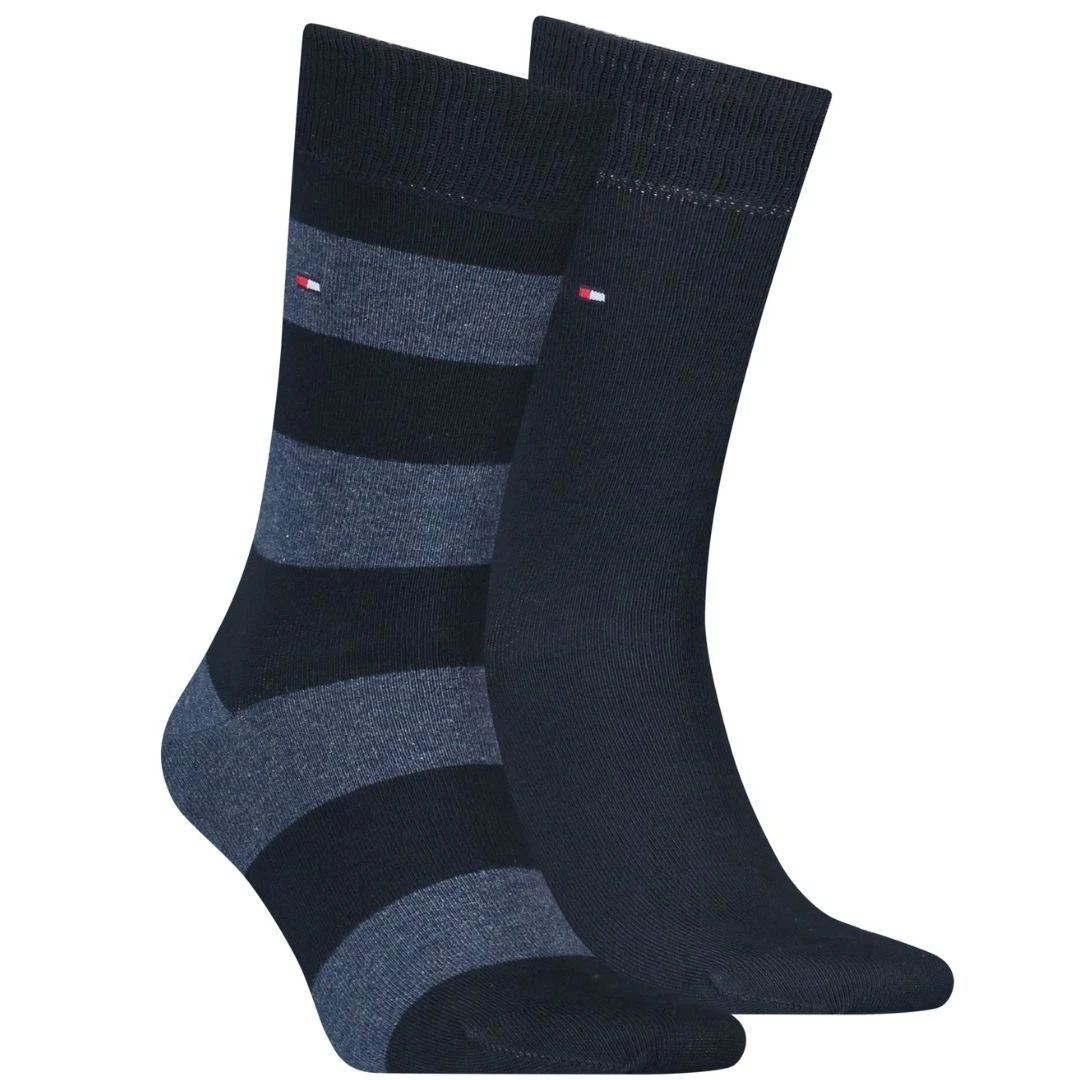 Tommy Hilfiger 2 Pack 1 Navy Stripe 1 Plain Navy