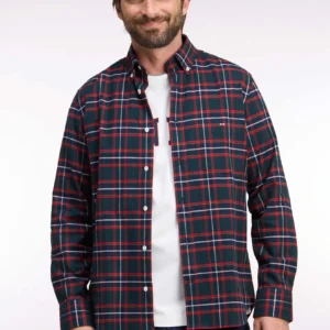 Eden Park Red/Navy Checked Cotton Flannel Shirt