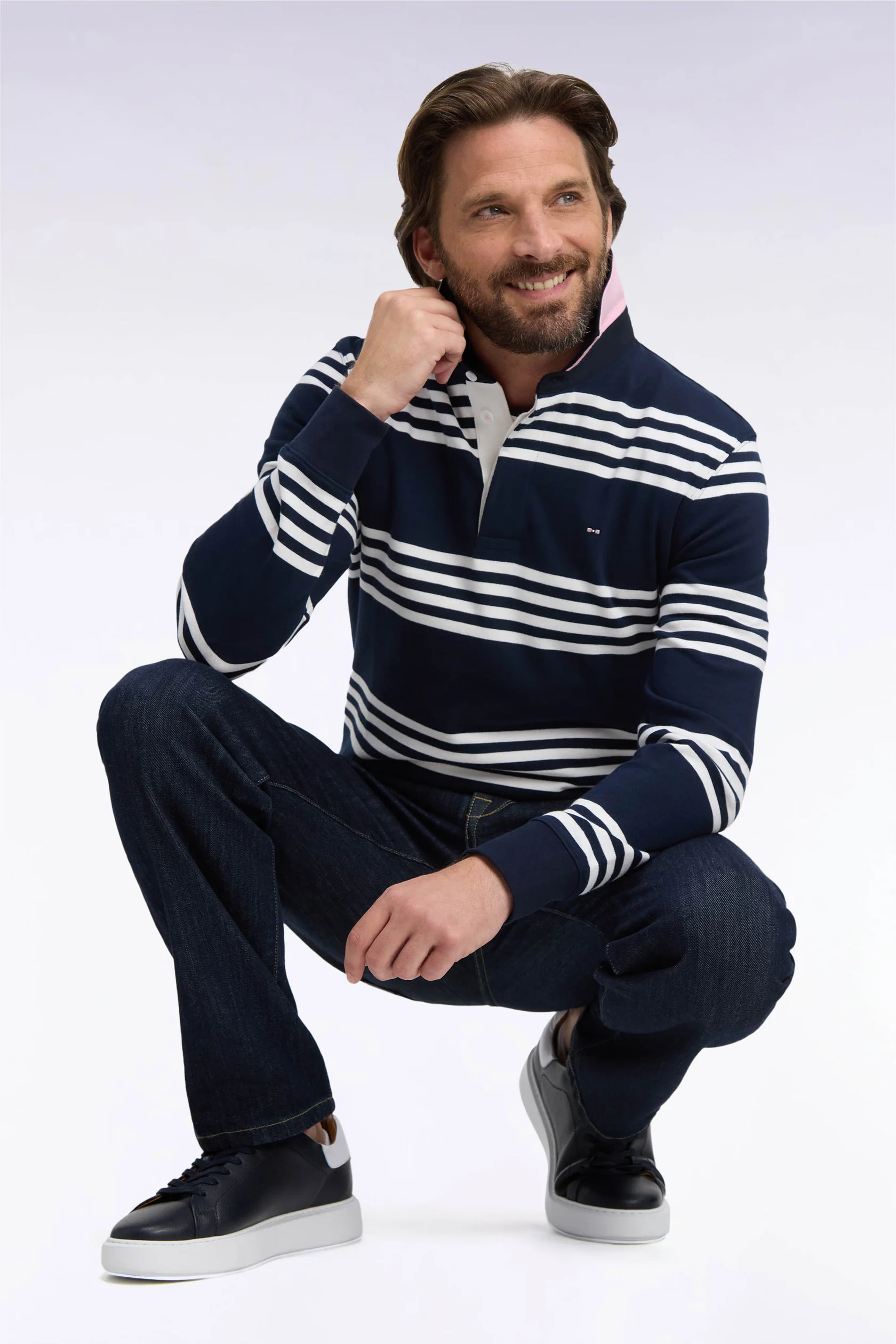 Eden Park Navy and White Striped Rugby Jersey - Image 2
